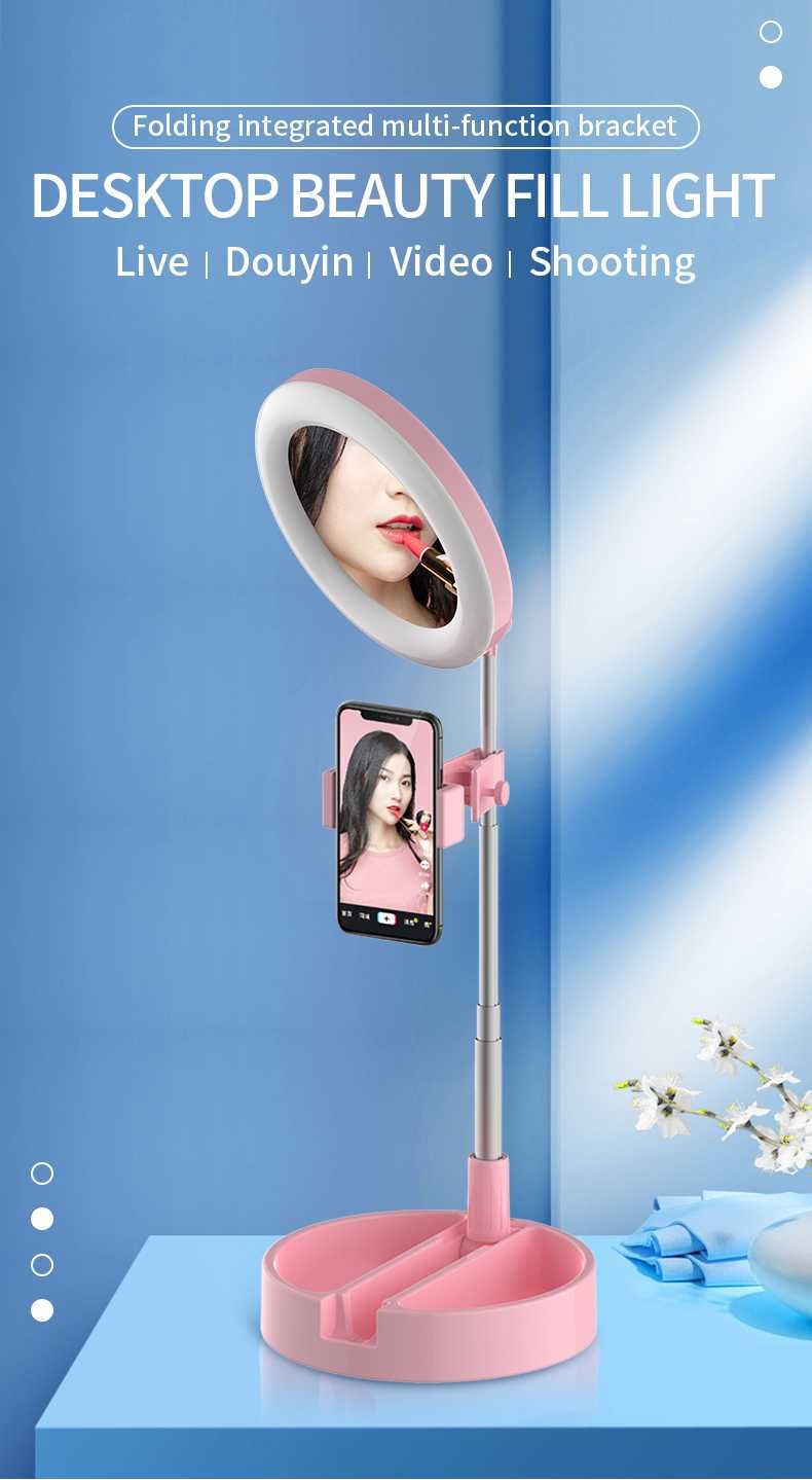 селфи ринг с огледало за грим и комплект държач за телефон със сейв