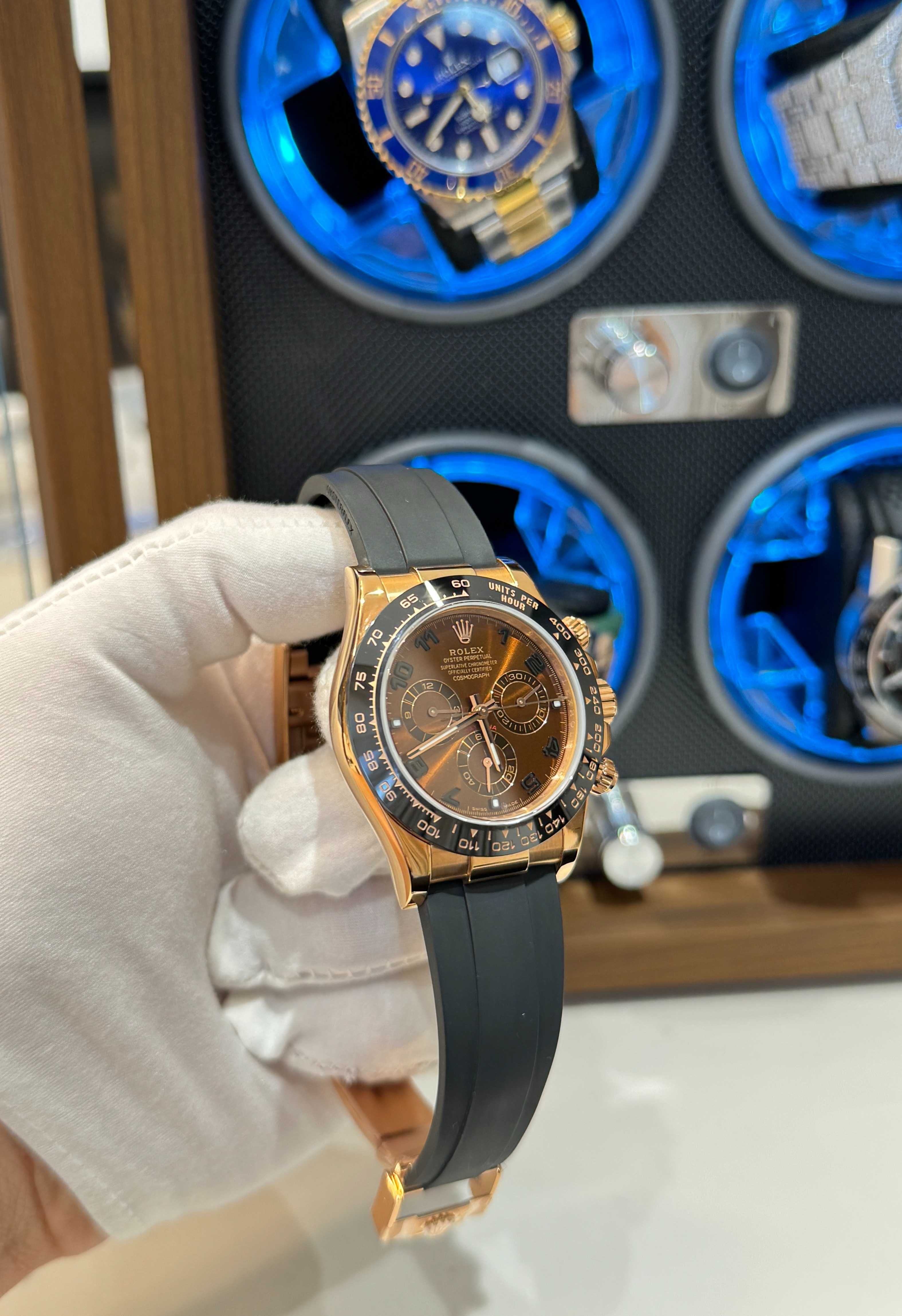 Rolex daytona 4130 шоколад/каучук