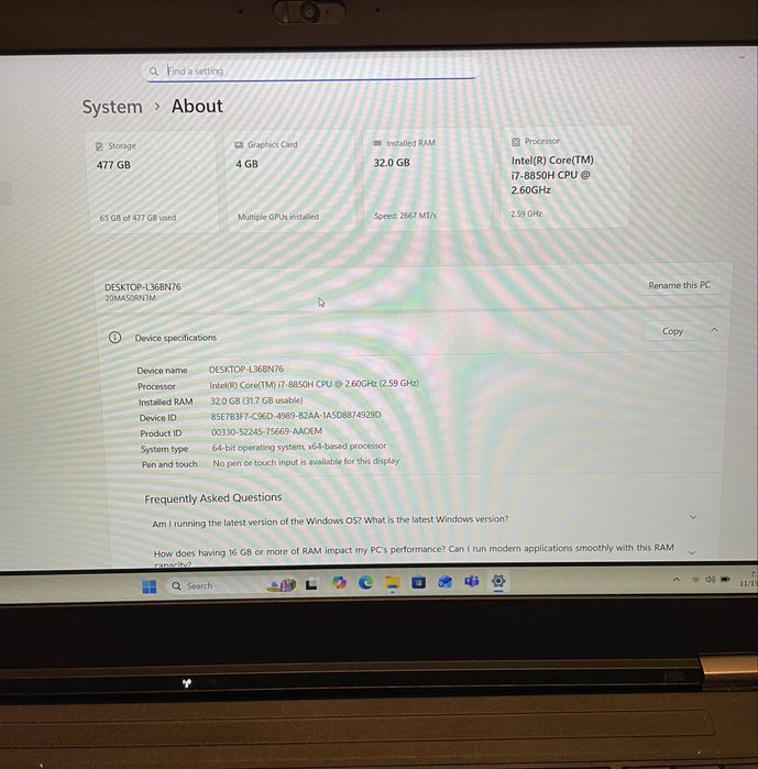 Lenovo ThinkPad P52 32GB 512GB