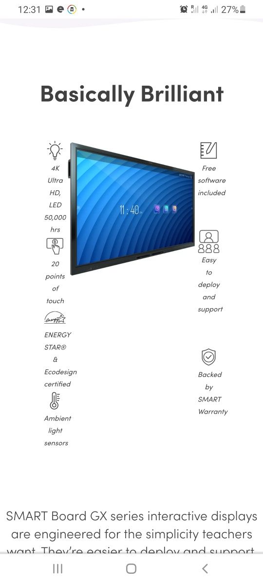 SmartBoard 65" gx 2022 Nou inteligent iQ