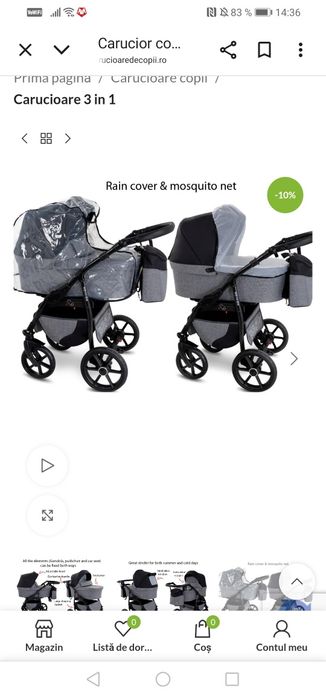 Carucior copii 3 in 1 Boston City Life cu scoica Cosmo Avionaut testat