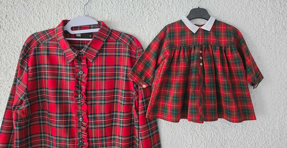 Коледна рокля мама и бебе размер М и 3-6 месеца