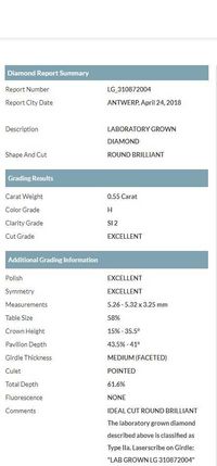 Inel logodna aur 14k cu diamant 0.55ct CVD certificat IGI