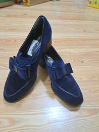 Туфли женские замшевые темно синего цвета из Турции. Размер 38