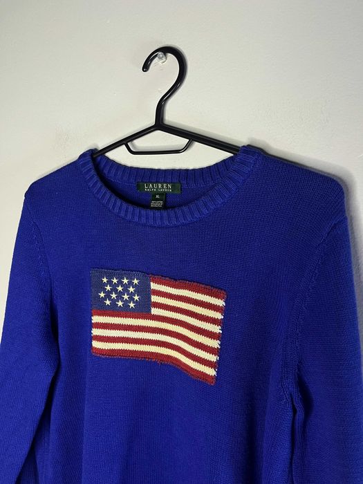 Ralph Lauren Vintage American Flag Knit Sweater Дамски Пуловер