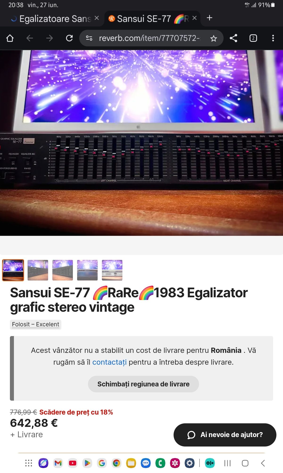 Sansui SE-77. 2 × 12 benzi pe canal. Egalizator top. Rar. Preț fix !