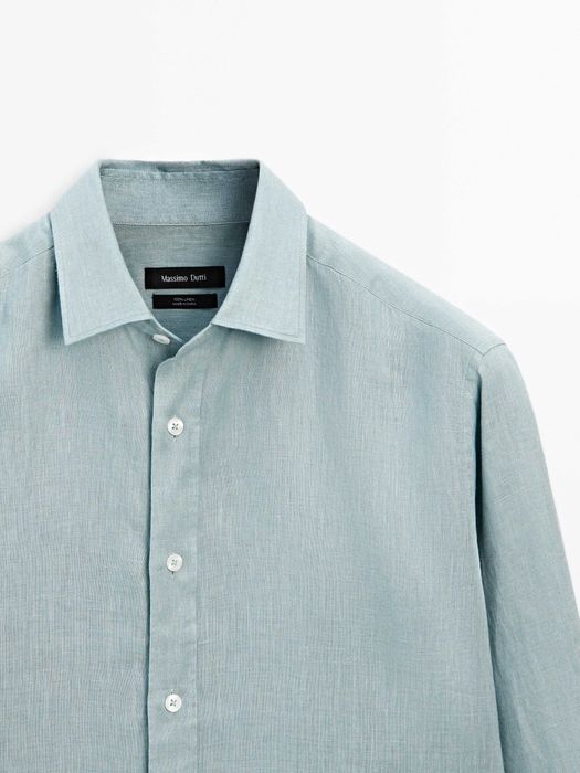 Вталена риза от 100% лен - Massimo Dutti - L