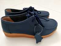 Pantofi piele albastră, noi, Signo by Botinelli-37, cu șireturi