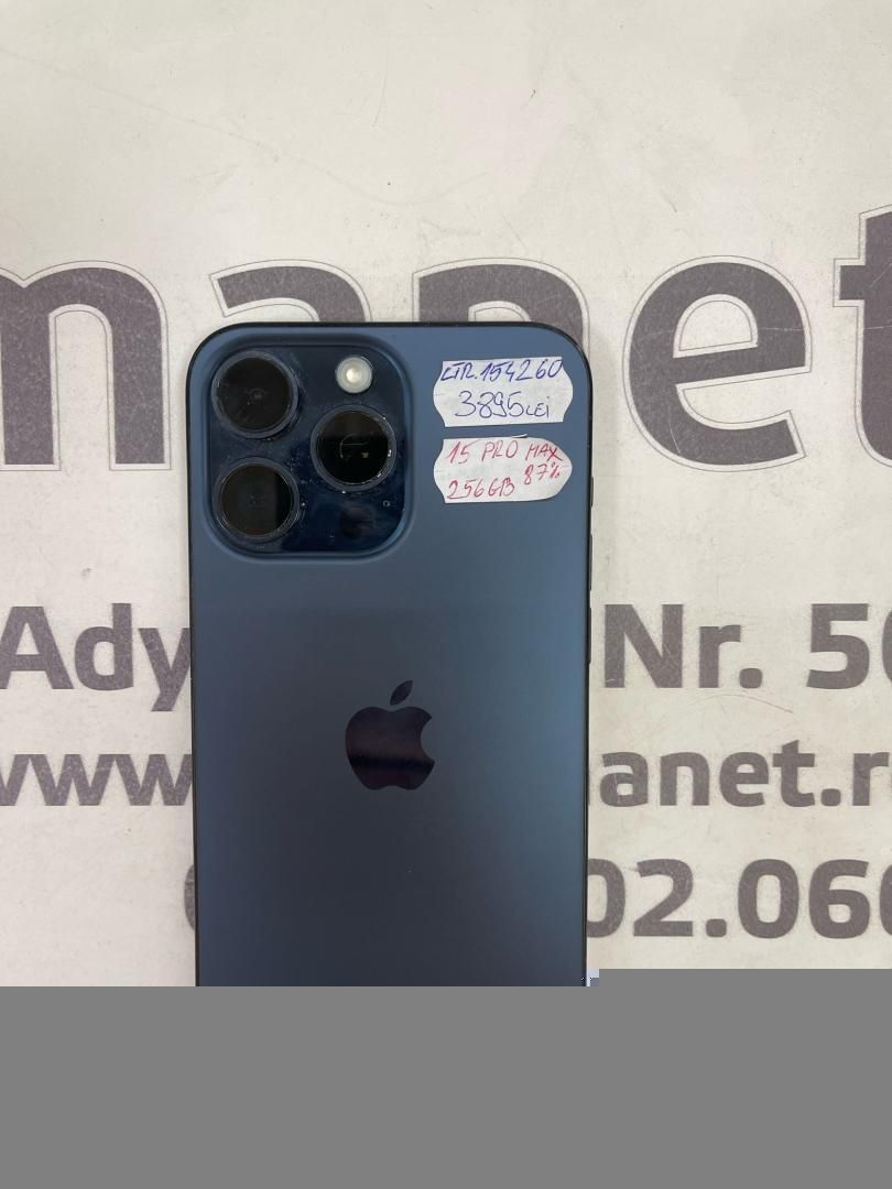 Apple iPhone 15 Pro Max, 256GB 87%Sanatate baterie -A-