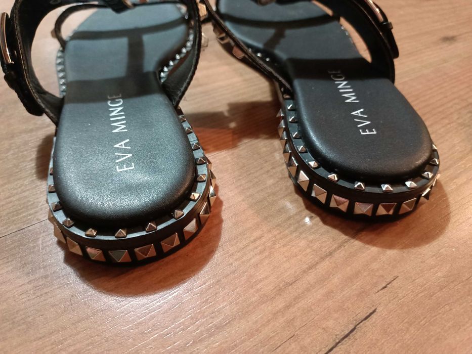 Sandale piele cu ținte Eva Minge