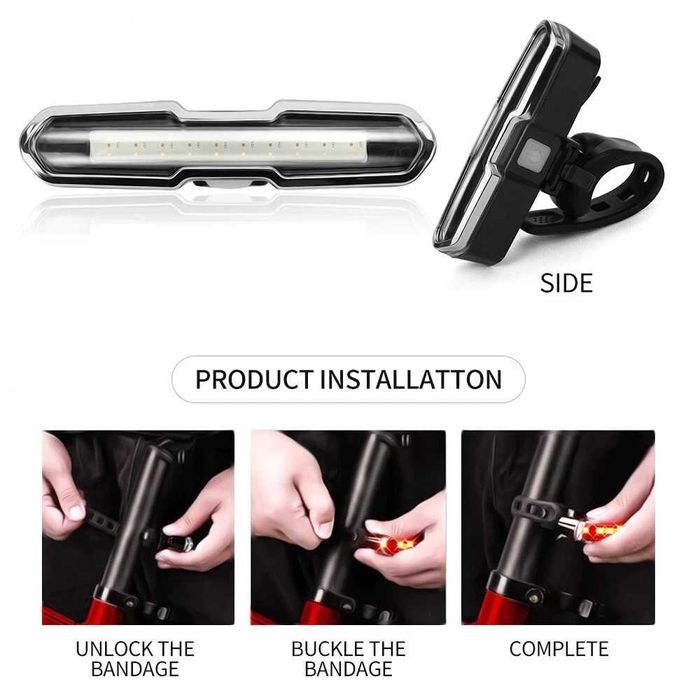 Lumini spate casca stop LED incarcare USB pt bicicleta, trotineta