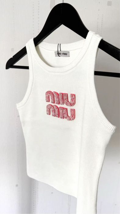 Miu Miu Top Pink White Top