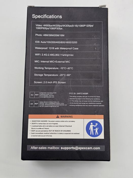 Cameră de acțiune Apexcam M80, 4K 60FPS, 48MP, WIFI,