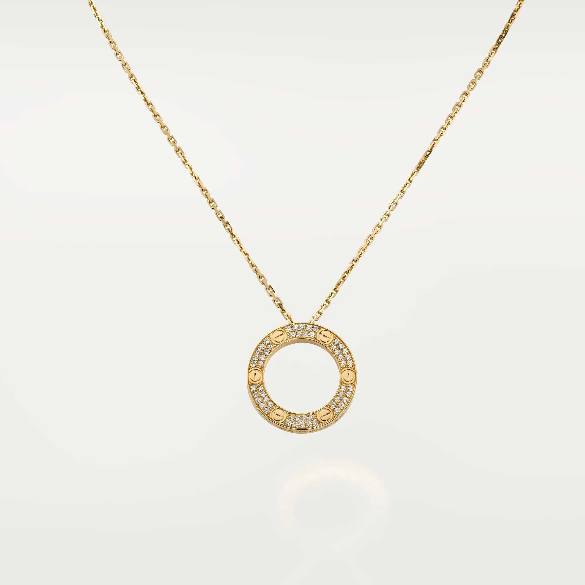 CARTIER Love Gold Large Paved Diamonds Pendant Дамскo Колие