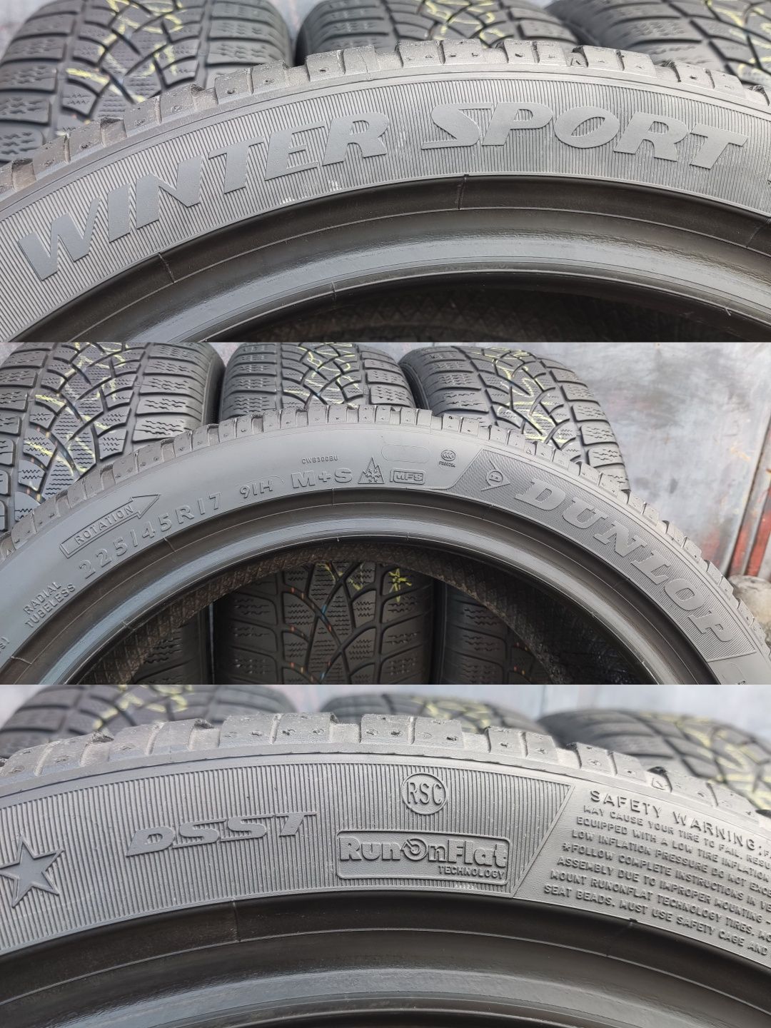 4бр зимни гуми 225/45/17 Dunlop Winter Sport, runflat 
dot21
6.8mm
Доб