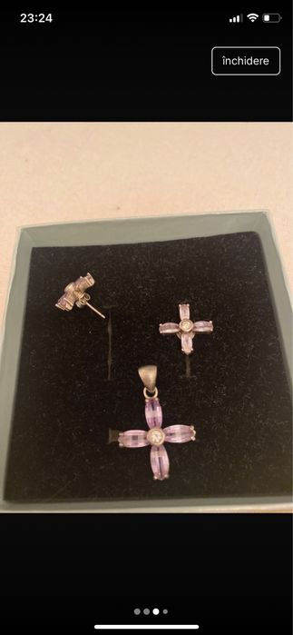 Set de argint cu piatra mov