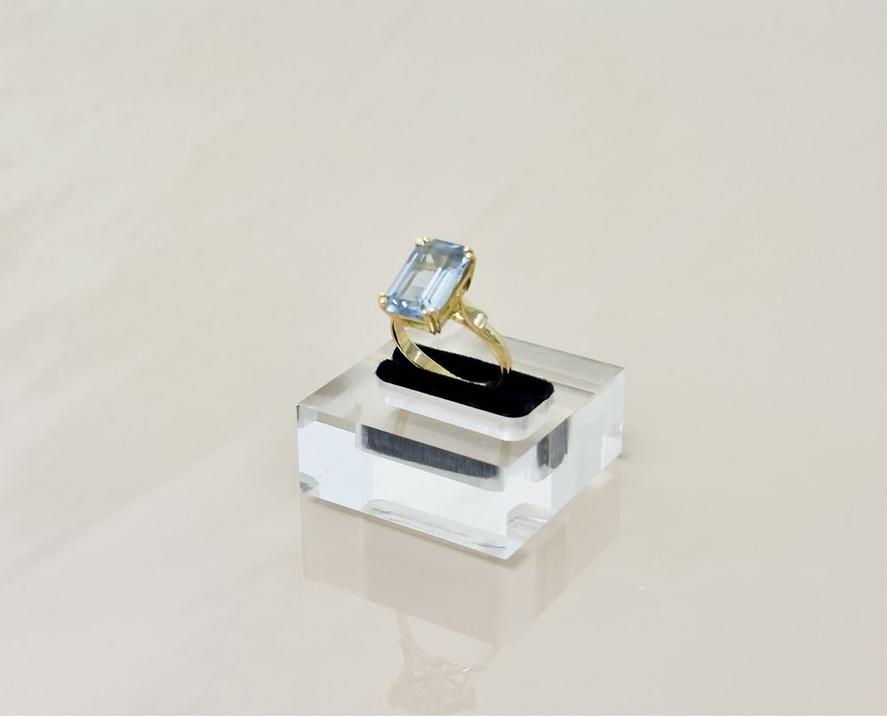 Inel aur 18k Acvamarin 6.30 CT vintge