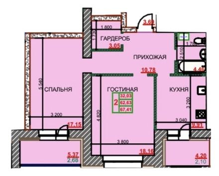 2х комнатная ЖК «Австрийский»