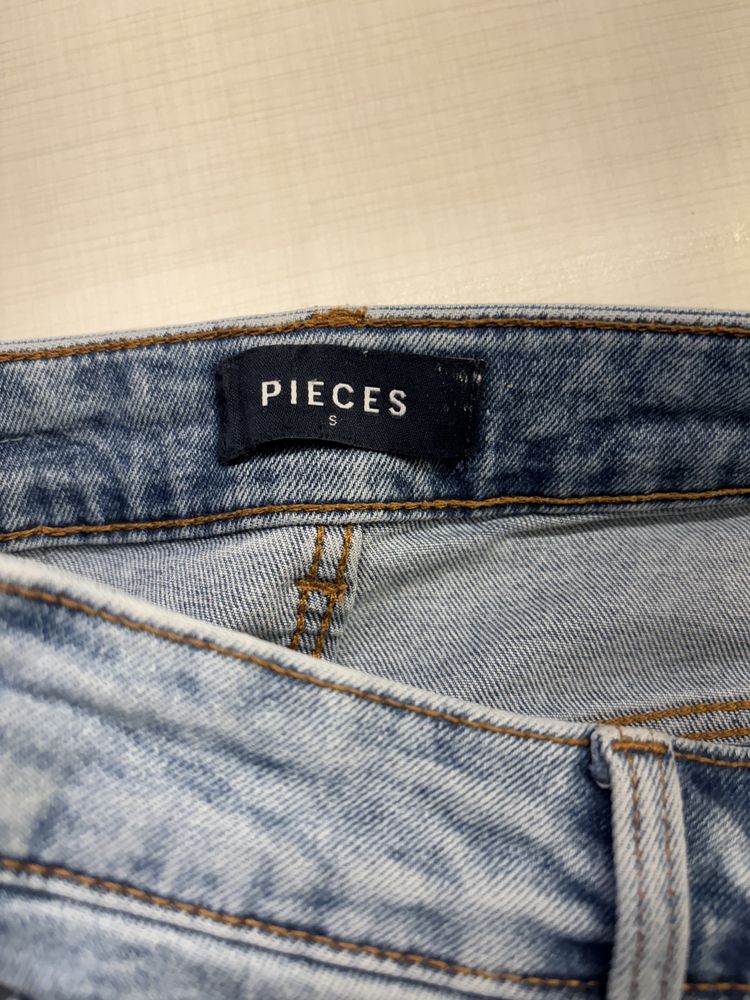 Bugi Pieces relaxed fit, albastru deschis, marimea S
