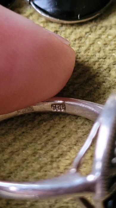 Set argint, cercei/inel si lant cu pandantiv, Onix si marcasite