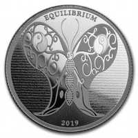 Moneda fluture de echilibru de argint 2019 de 1 uncie  (în capsulă)