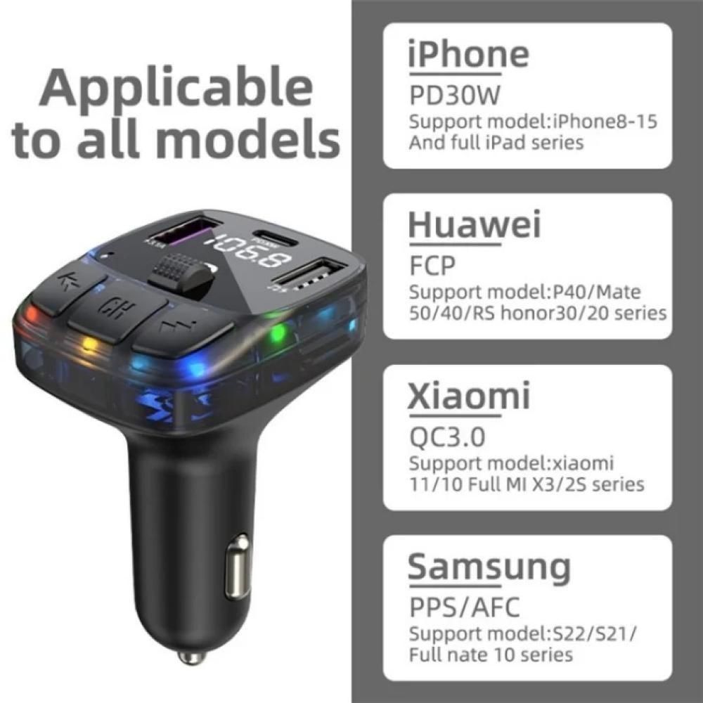 Fm трансмитер bluetooth 5.3  handsfree с pd15w адаптер за супер ...