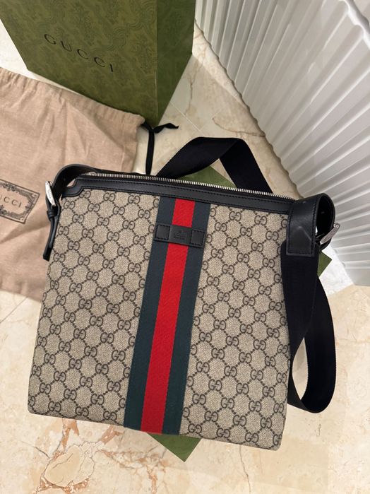 Geanta Gucci originala Supreme Web canvas messenger bag