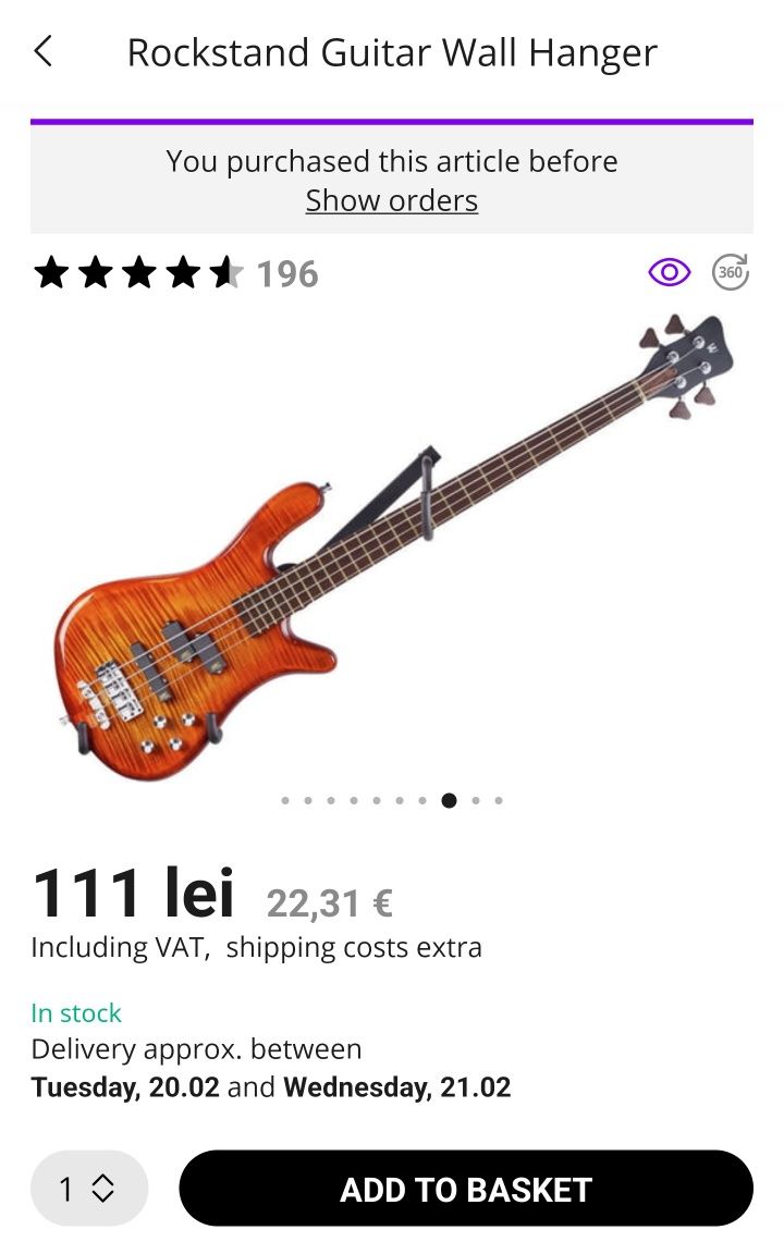 Suport oblic pentru chitară electrică sau bass