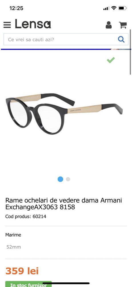 Rame ochelari vedere Armani Exchange