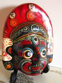 cadou unic si rar Hindu God Kali Black Face Nepal Paper Mache Mask