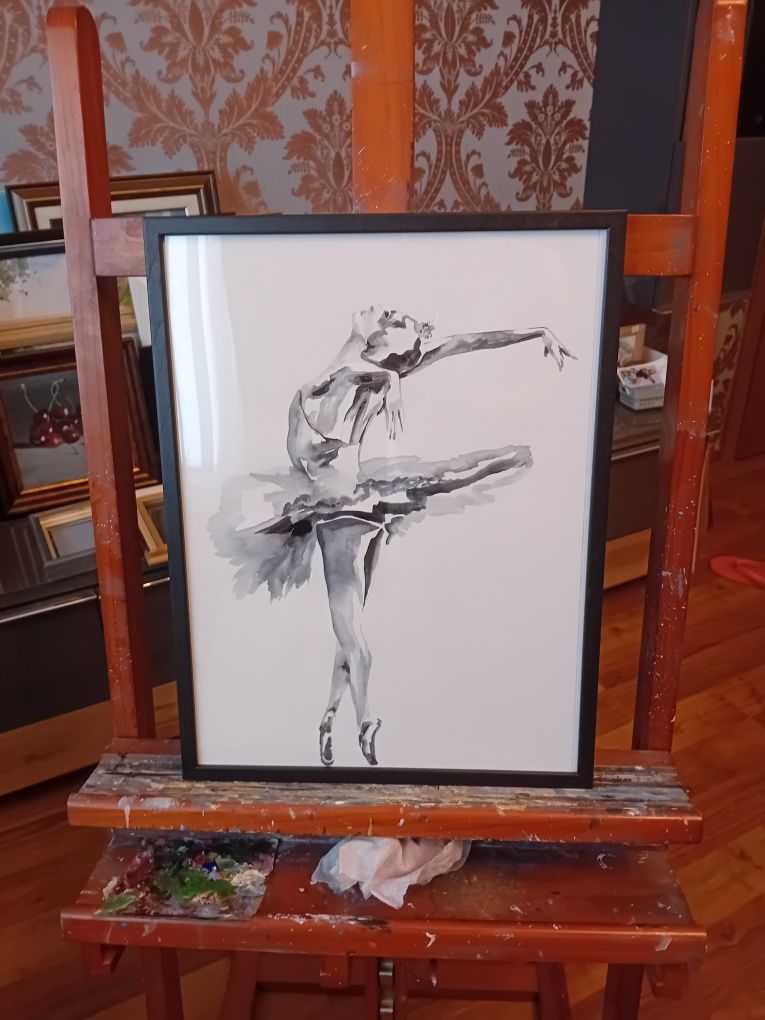 Картина "Балерина" 32х42 акварель.