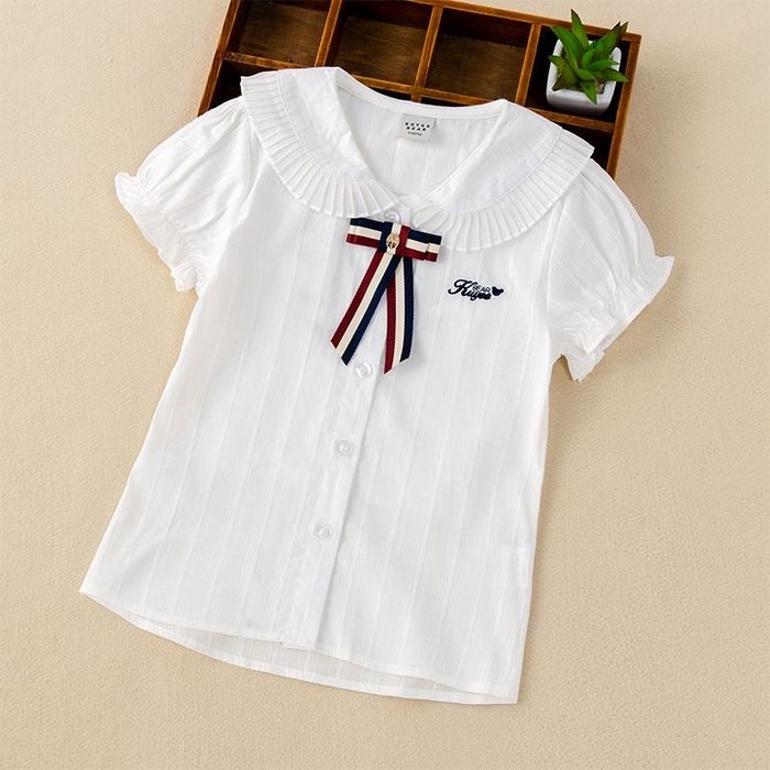 Школьные рубашки с коротким рукавом для девочек на СКИДКЕ