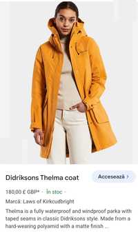 Geaca nouă DIDRIKSONS Thelma Parka 6 100% Waterproof StormSystem nr 44