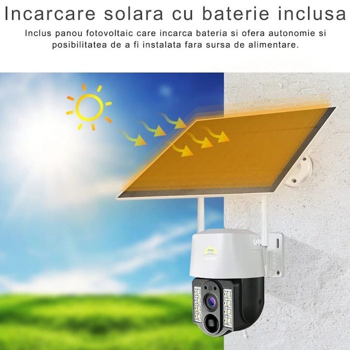 Camera supraveghere cu panou solar si cartela SIM 4G