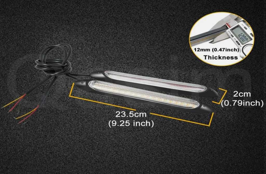 Дневни DRL LED гъвкави светлини с бягащ мигач 23.5см - 2 броя.