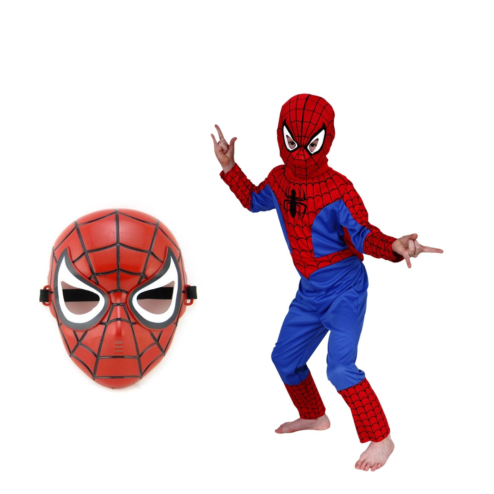 Set costum Spiderman, marimea L, 7-9 ani, masca si manusa cu lansator