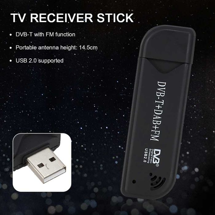 ТВ тунер за цифрова телевизия за компютър лаптоп TV антена DVB-T3 DAB
