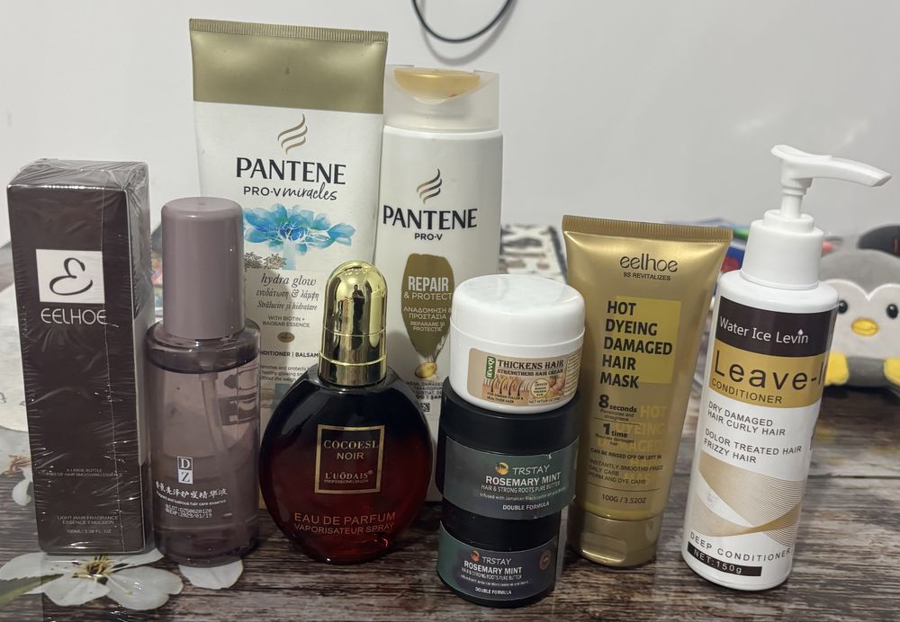 Set îngrijire păr – șampon + balsam + mască etc, stare foarte bună