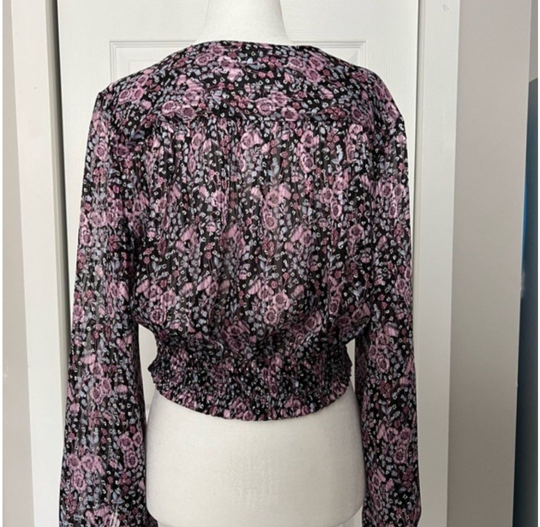 Топ ZARA Twist front mettalic thread top