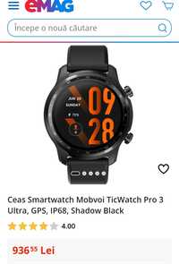 Ceas Smartwatch Mobvoi TicWatch Pro 3 Ultra, GPS, IP68, Shadow Black