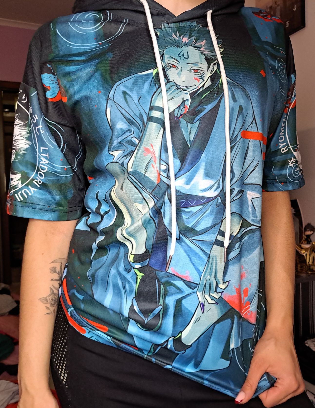 Тениска с качулка Jujutsu Kaisen - Sukuna и шапка