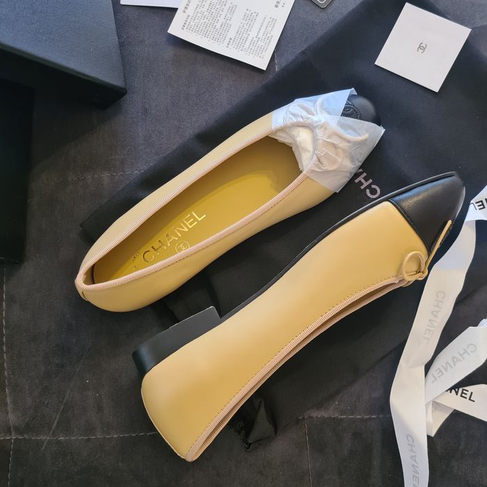 Mocasini Chanel beige black flat - piele naturala premium/size 36-41