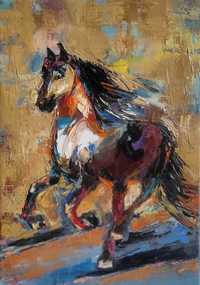 Pictura, tablou modern nou, -CAL IN GALOP NR.1- pictor roman consacrat