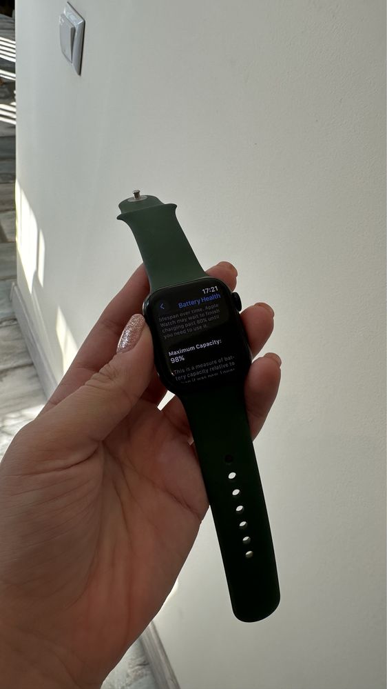Зелен часовник Apple Watch 7 41mm 98% живот на батерията / крайна цена