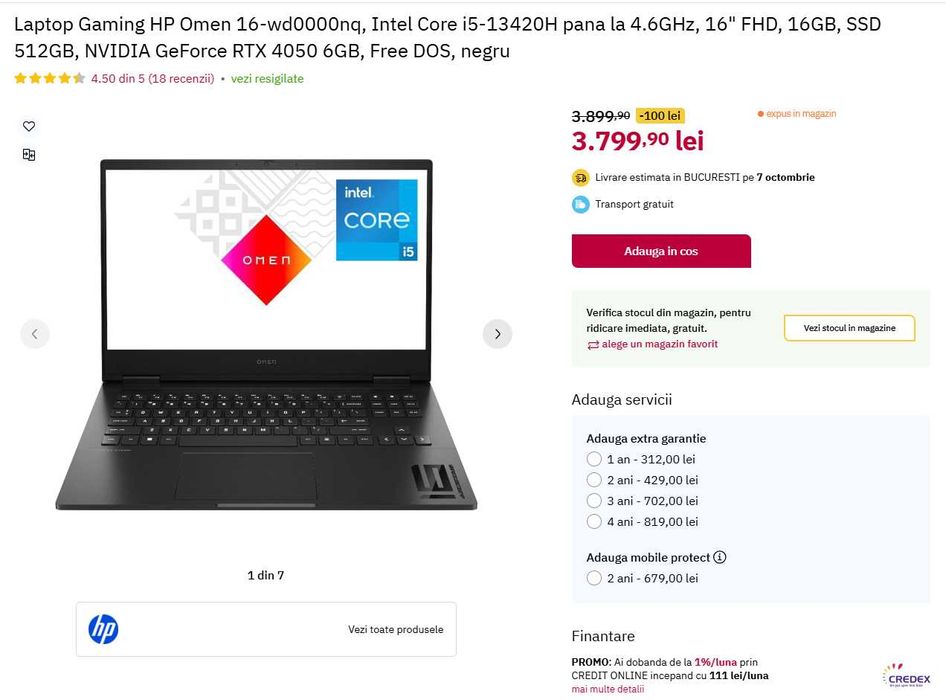 Laptop Gaming HP Omen 16-wd0000nq | Garantie Altex