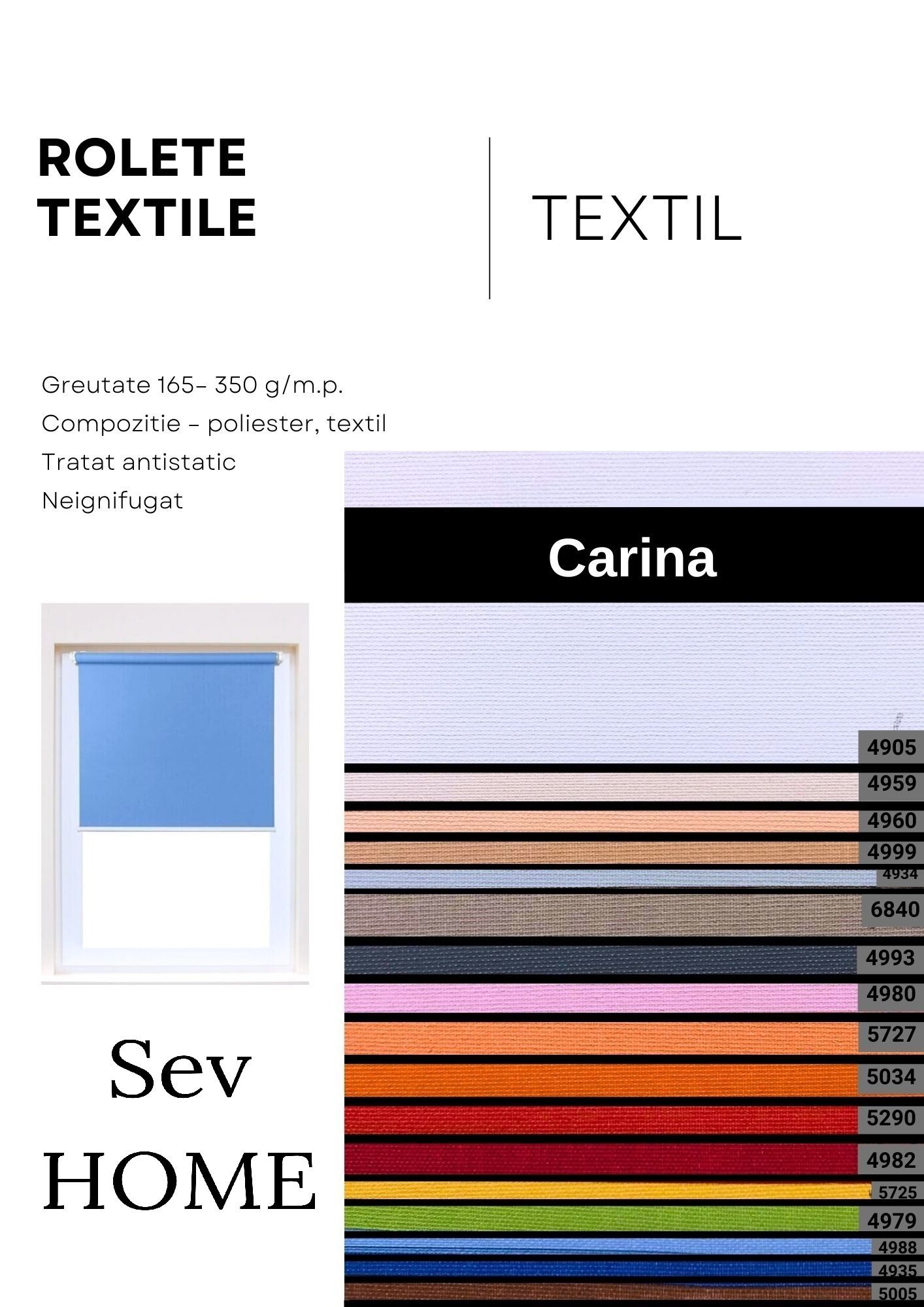 Rolete textile cu casetă și ghidaje București