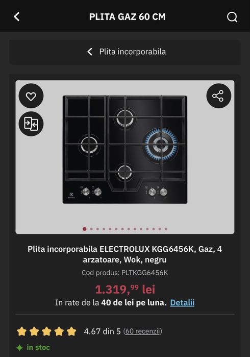 Plita gaz Electrolux