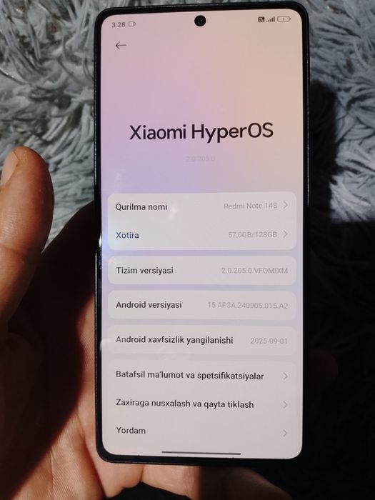 Redmi note 14S 8/128 xotira