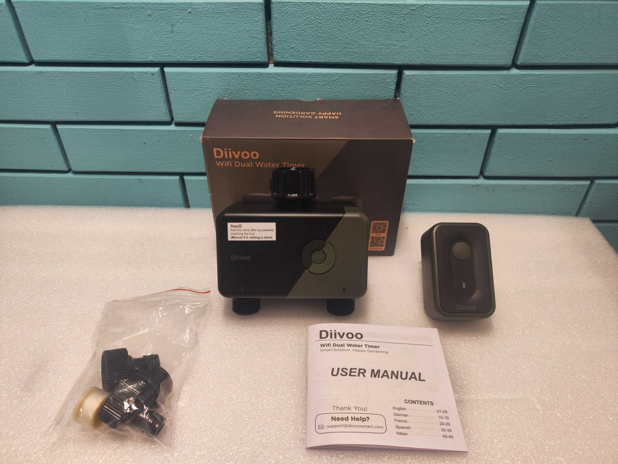 Diivoo WiFi Програматор за Напояване, 2 Зони, Авто/Ръчен Режим IP54