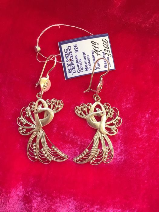 Серебряные серьги Жар-птицы серебро 925 новые